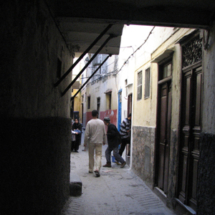 An alleyway in the medina of Tangier, Morocco.